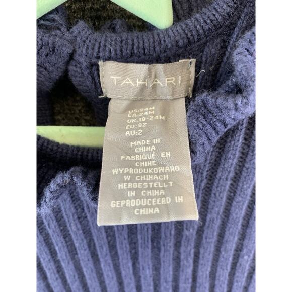 Tahari Baby Girl Knit Dress Long Sleeve Christmas Reindeer Design Blue Size 24 - Picture 4 of 12